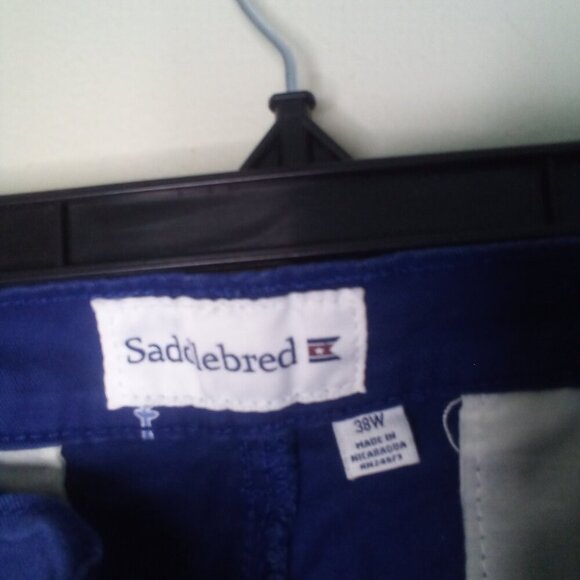 Saddlebred Shorts Men 38 Casual Chino Boat Anchor Nautical Blue White - Picture 9 of 14